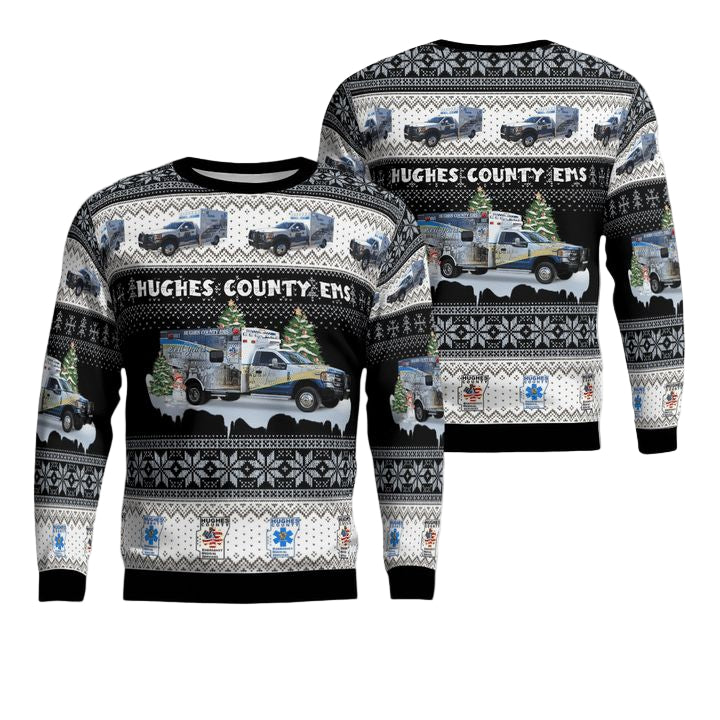 Hughes County Emergency Medical Service AOP Christmas Sweater ? NQ11 ? Usalast