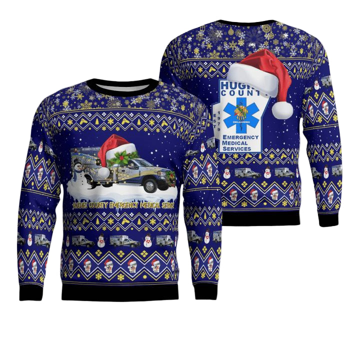 Hughes County Emergency Medical Service Christmas AOP Sweater ? AI21 ? Usalast