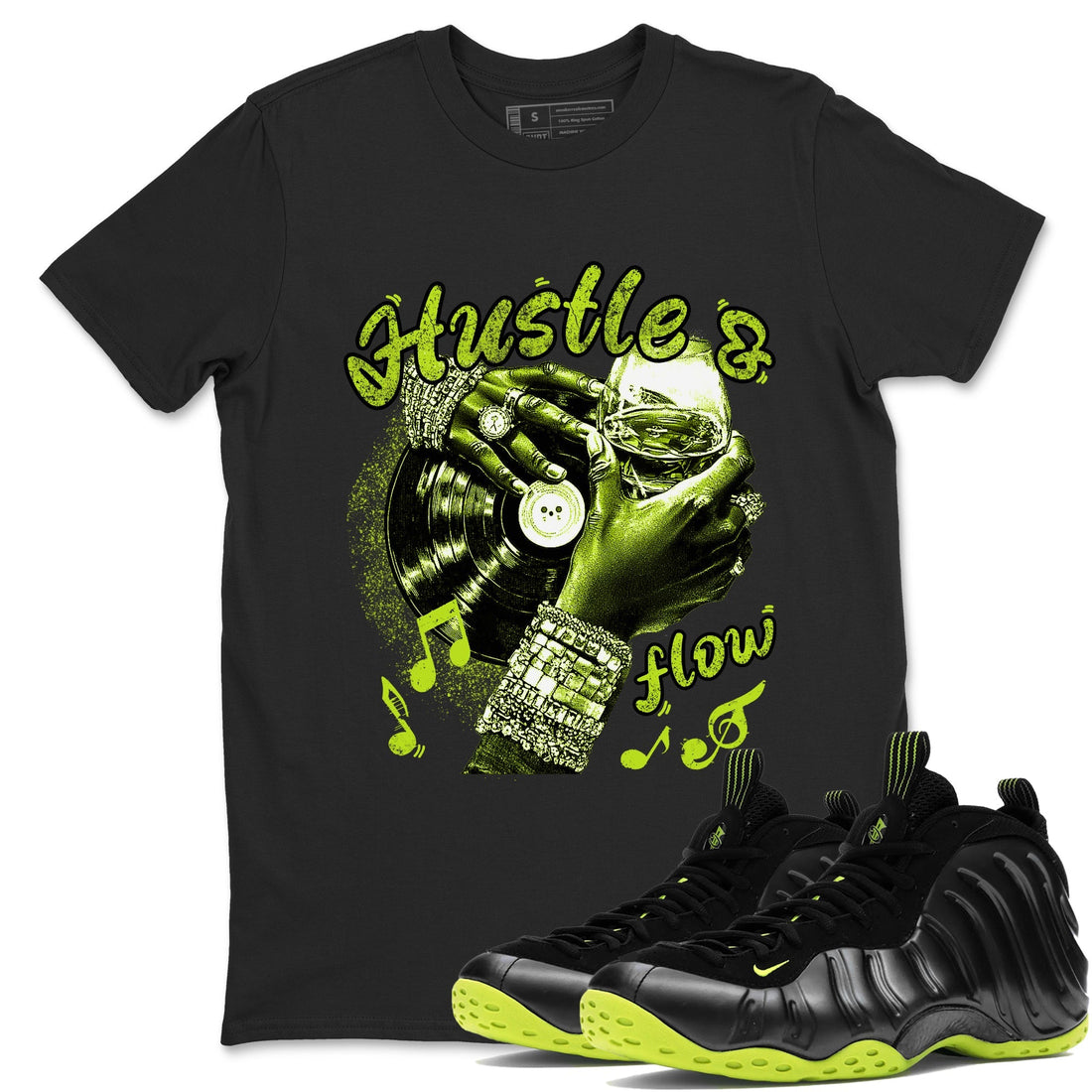 Hustle and Flow Sneaker Tees - Air Foamposite One Black Volt