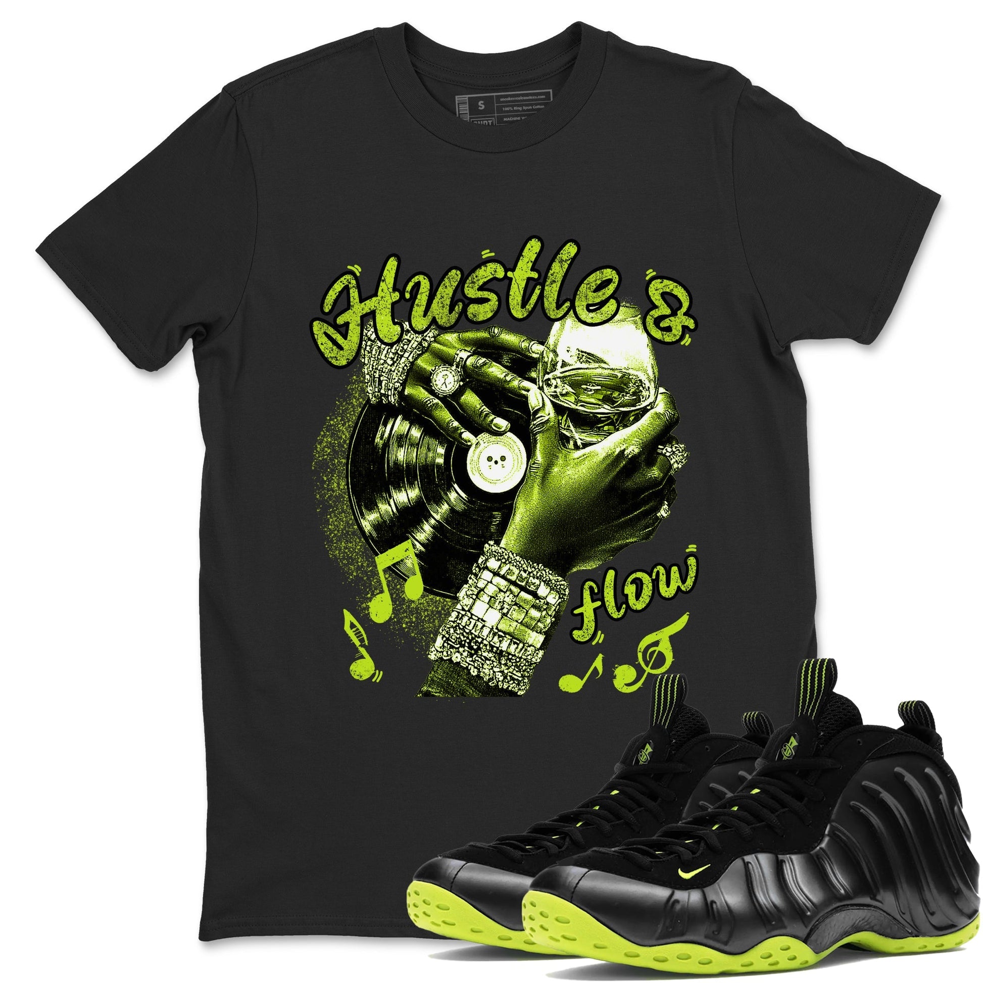 Hustle and Flow Sneaker Tees - Air Foamposite One Black Volt