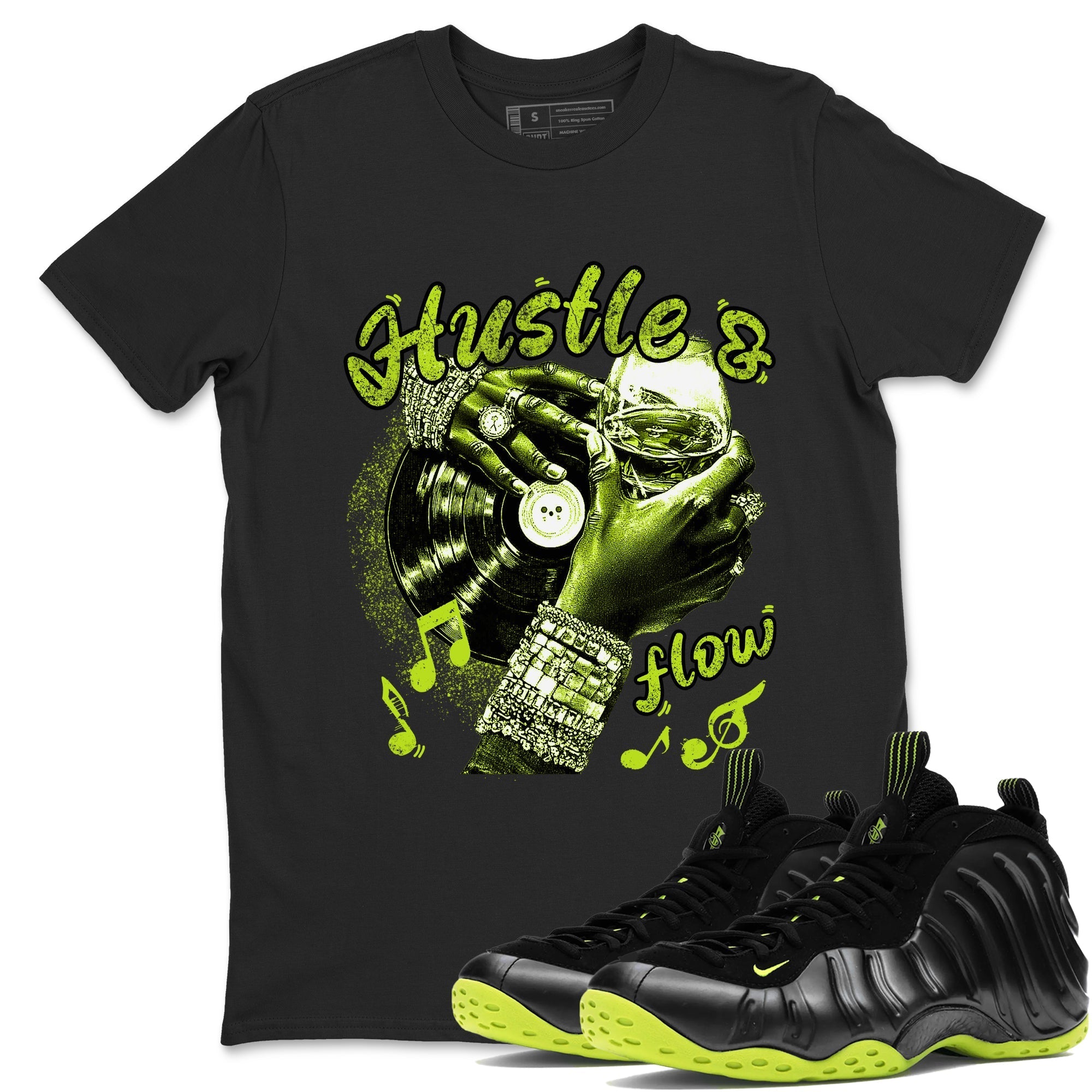 Hustle and Flow Sneaker Tees - Air Foamposite One Black Volt