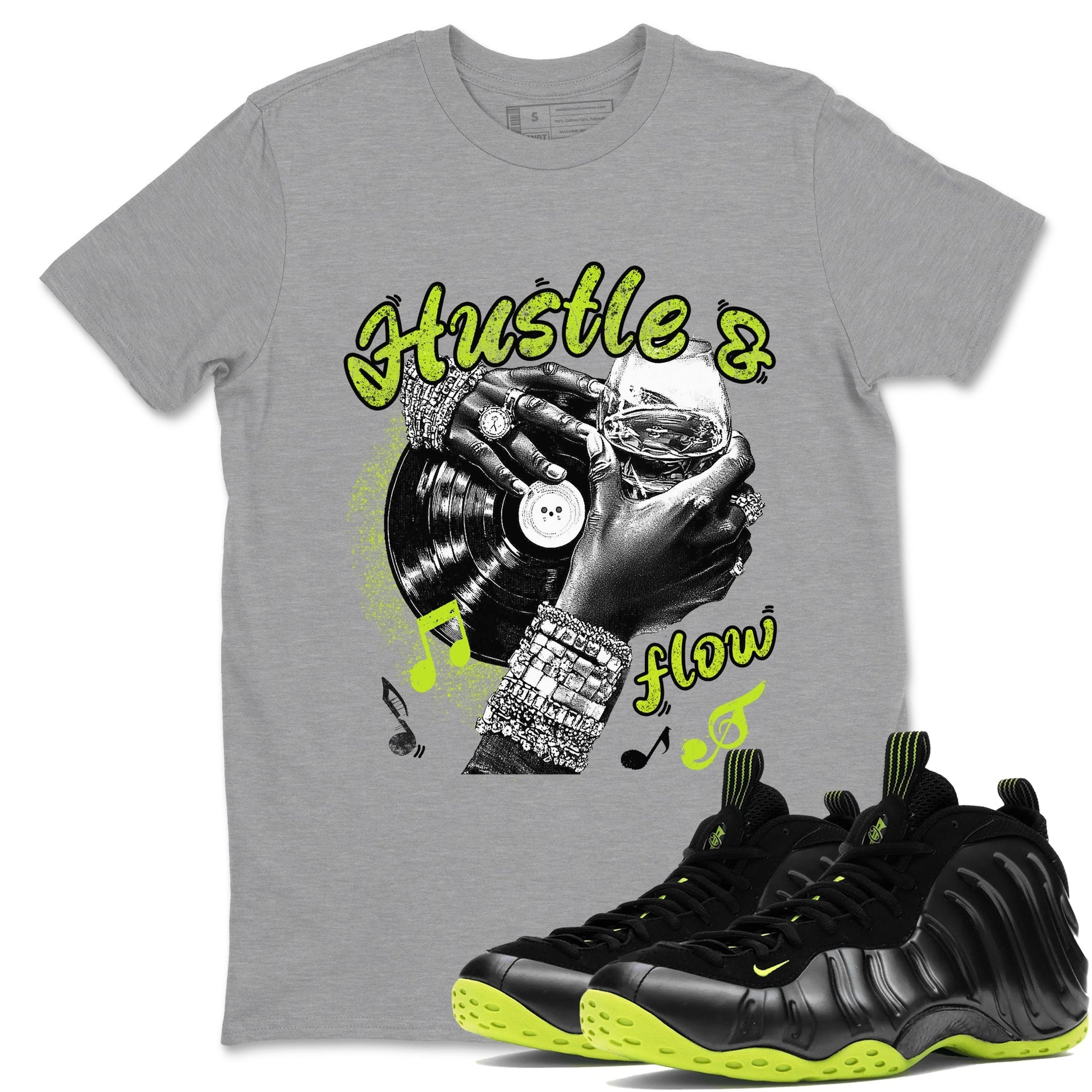 Hustle and Flow Sneaker Tees - Air Foamposite One Black Volt