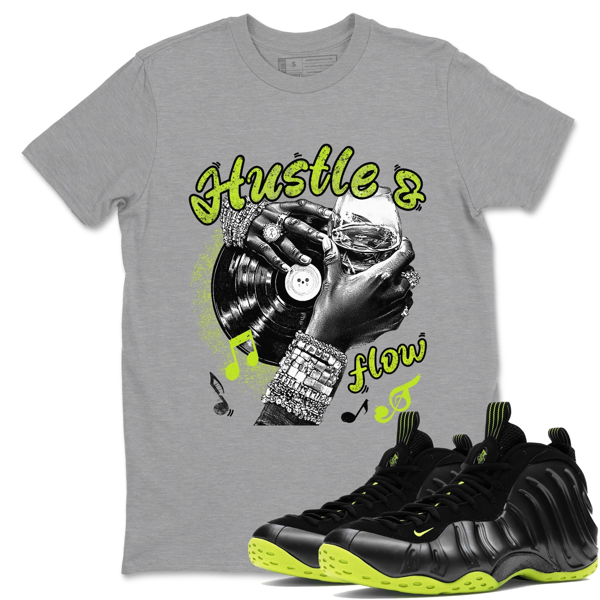 Hustle and Flow Sneaker Tees - Air Foamposite One Black Volt