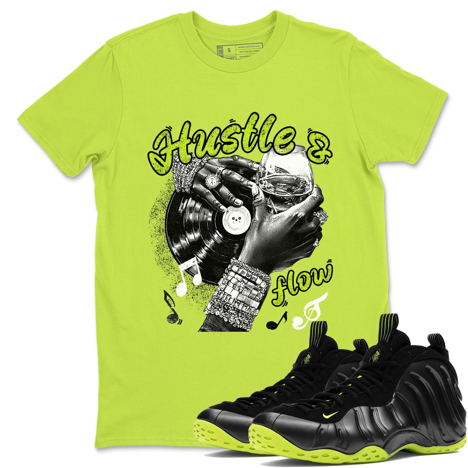 Hustle and Flow Sneaker Tees - Air Foamposite One Black Volt