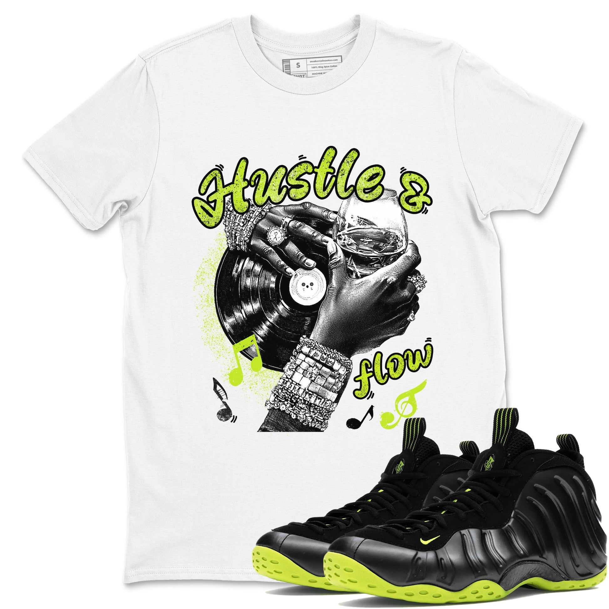 Hustle and Flow Sneaker Tees - Air Foamposite One Black Volt