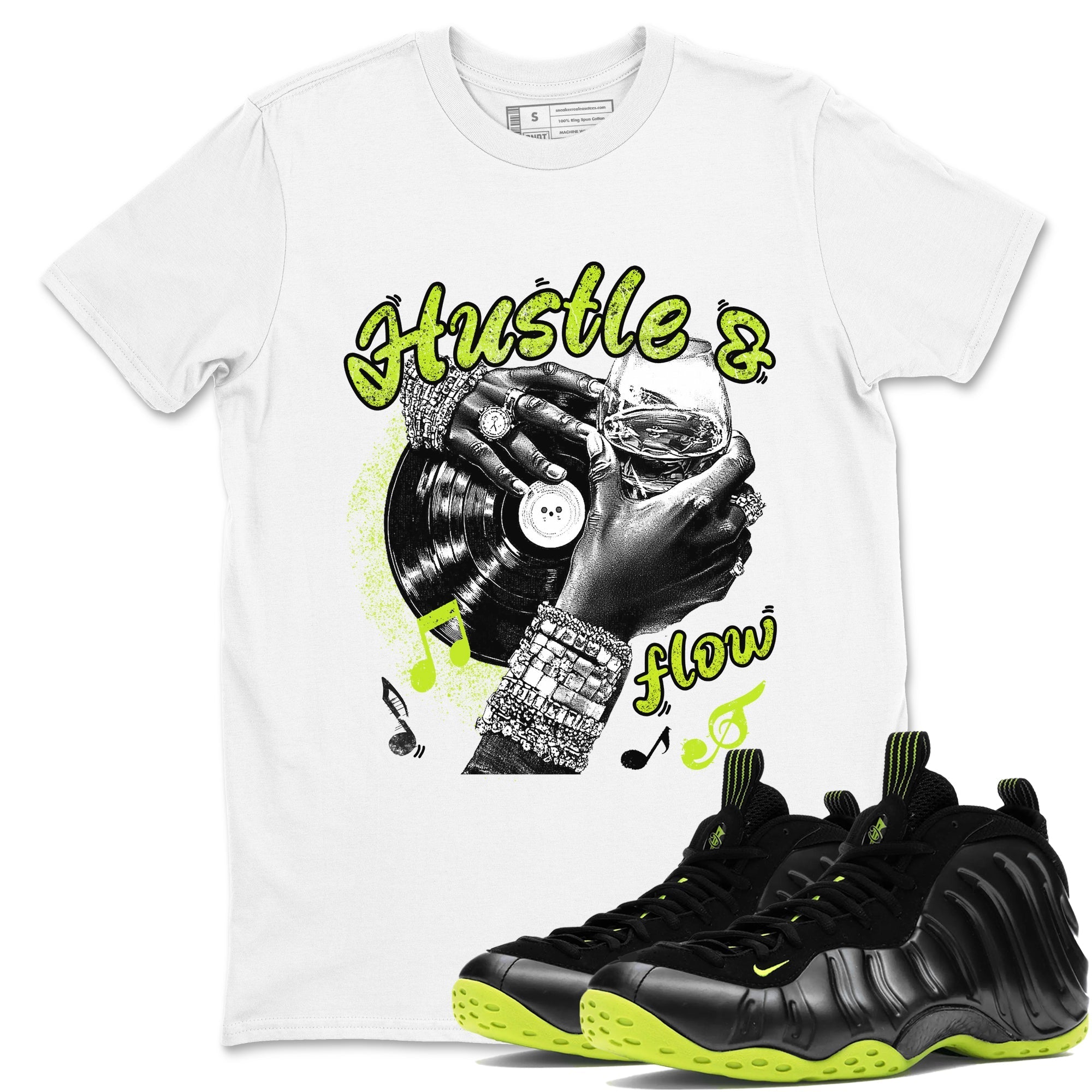 Hustle and Flow Sneaker Tees - Air Foamposite One Black Volt