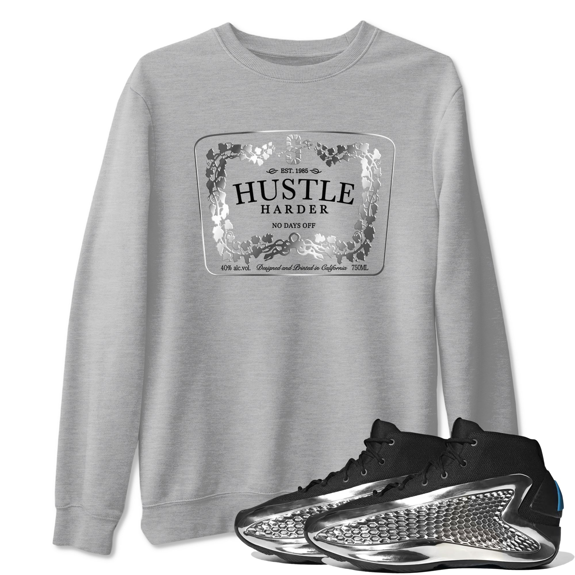 Hustle Harder Sneaker Tees - AE 1 Silver Metallic