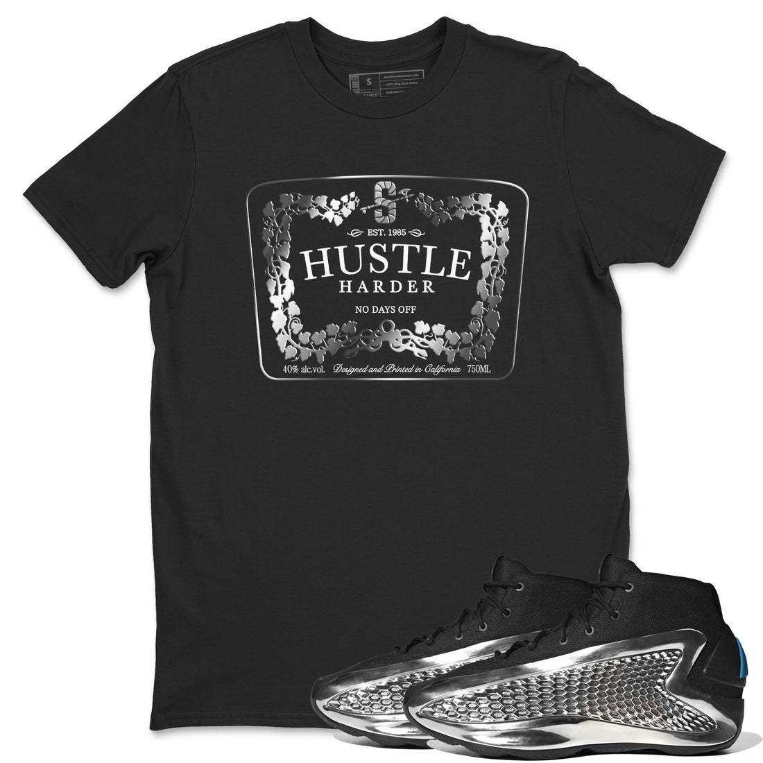 Hustle Harder Sneaker Tees - AE 1 Silver Metallic