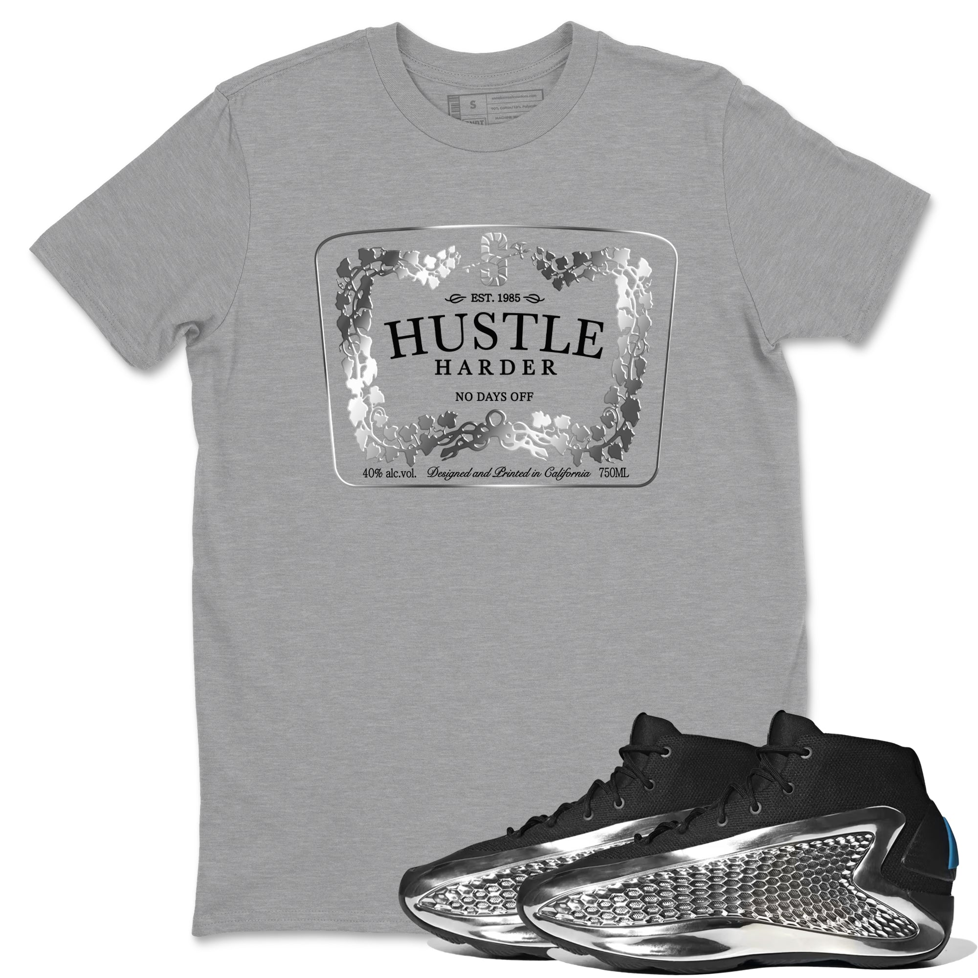Hustle Harder Sneaker Tees - AE 1 Silver Metallic