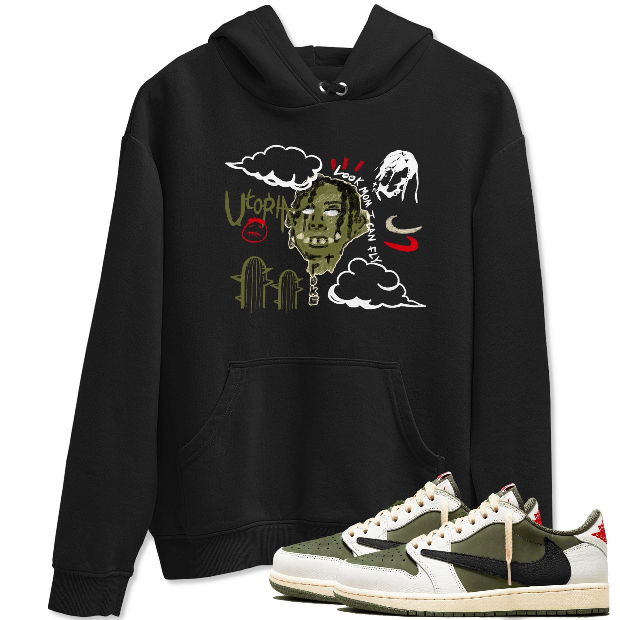 I Can Fly Sneaker Tees - Air Jordan 1 Travis Scott Medium Olive
