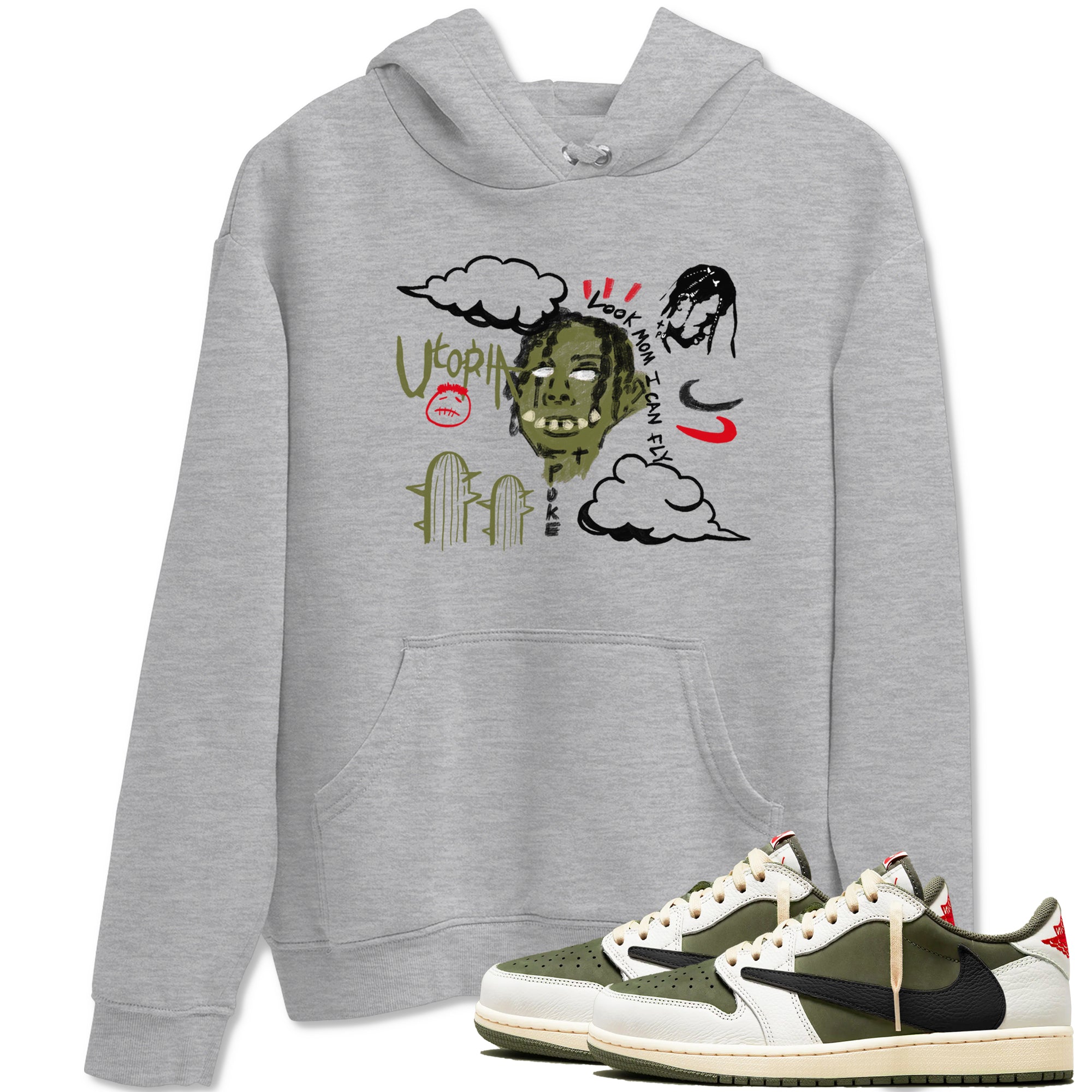 I Can Fly Sneaker Tees - Air Jordan 1 Travis Scott Medium Olive