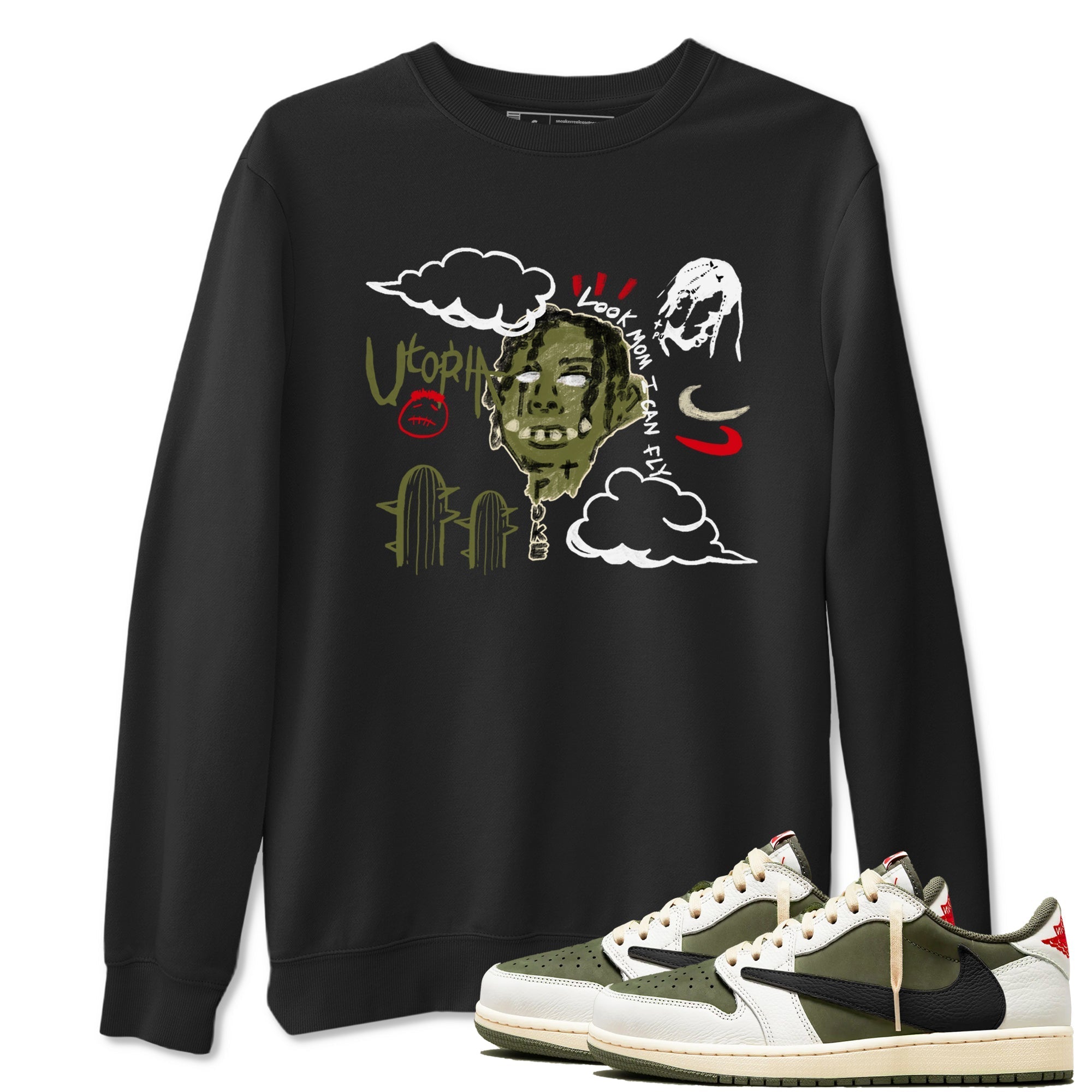 I Can Fly Sneaker Tees - Air Jordan 1 Travis Scott Medium Olive