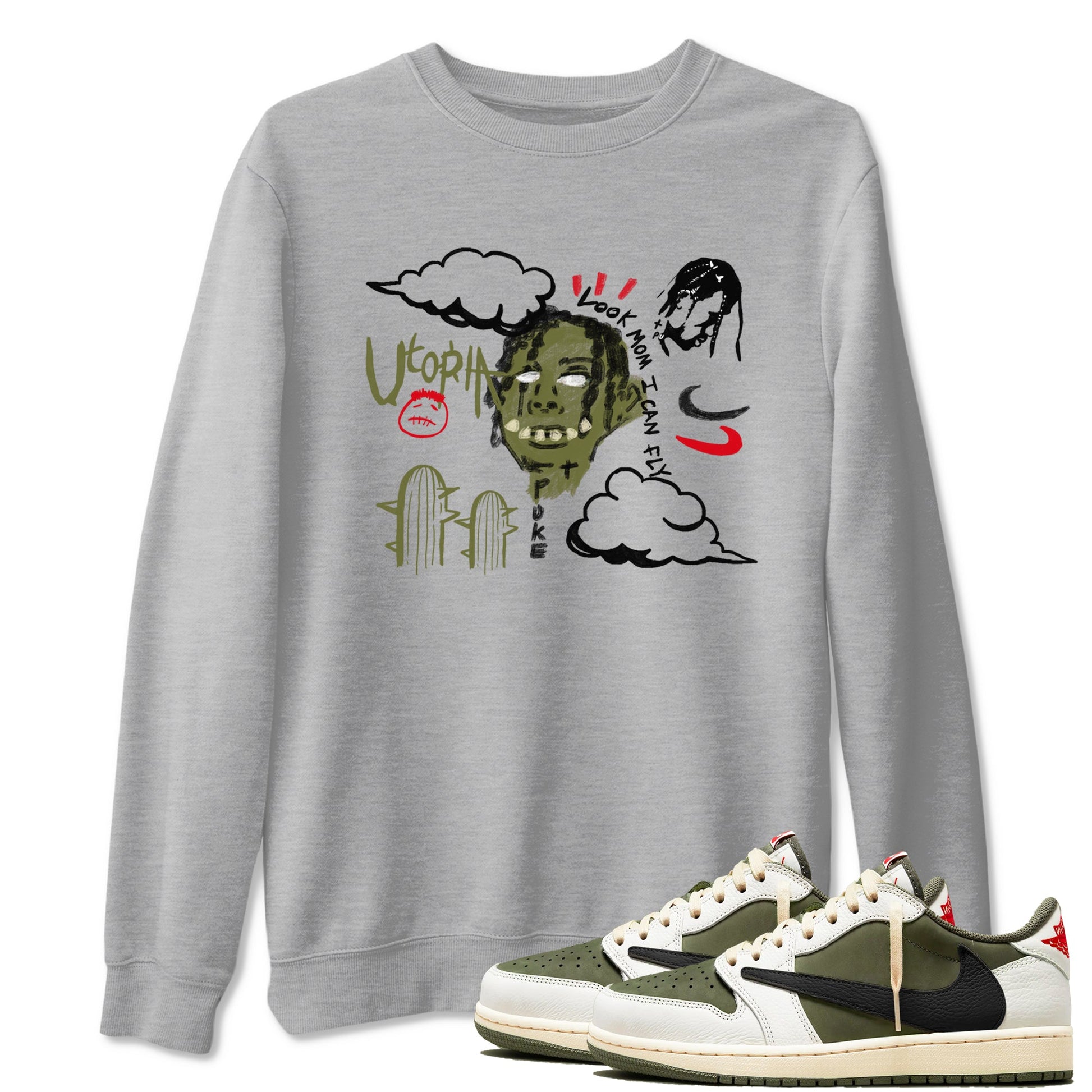 I Can Fly Sneaker Tees - Air Jordan 1 Travis Scott Medium Olive