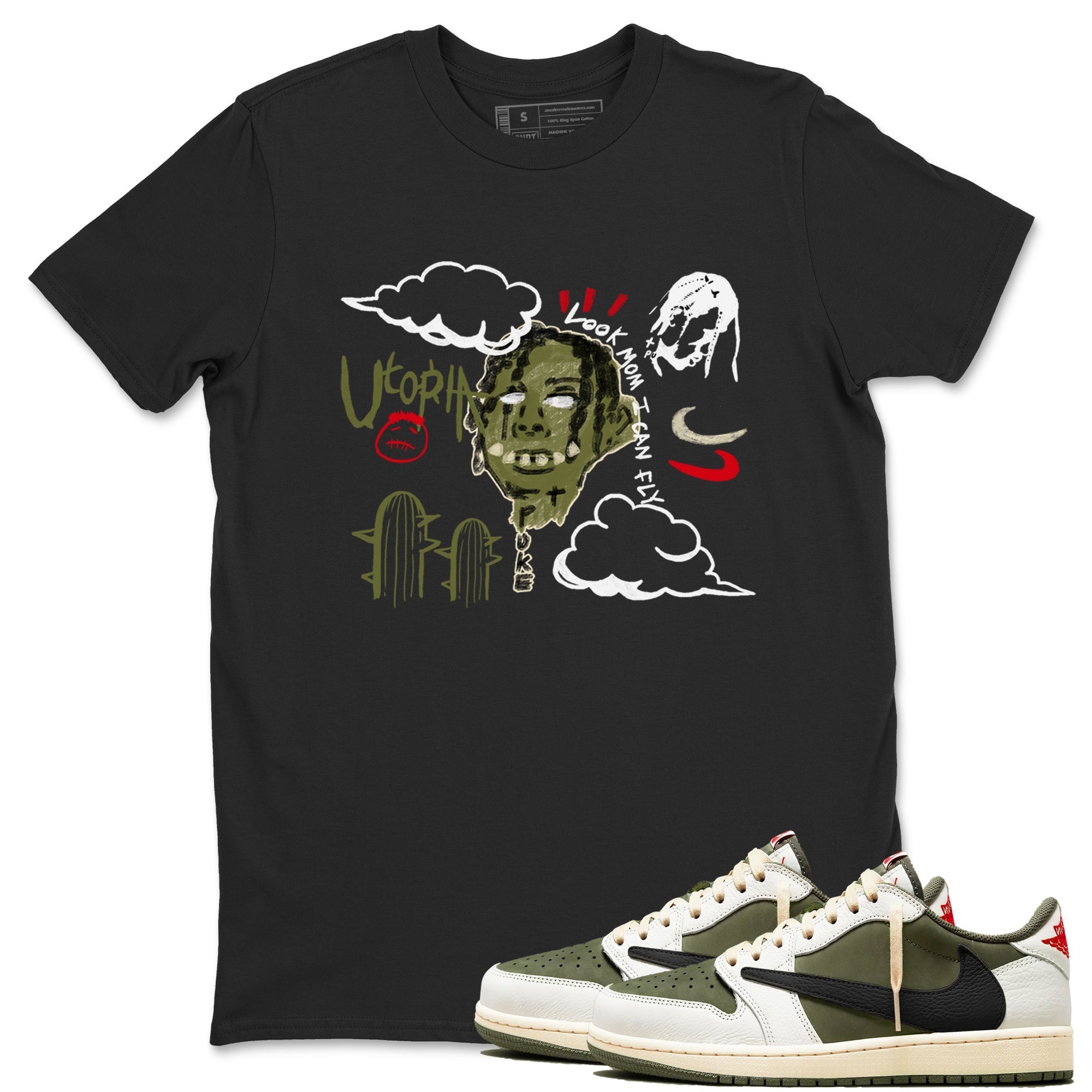 I Can Fly Sneaker Tees - Air Jordan 1 Travis Scott Medium Olive
