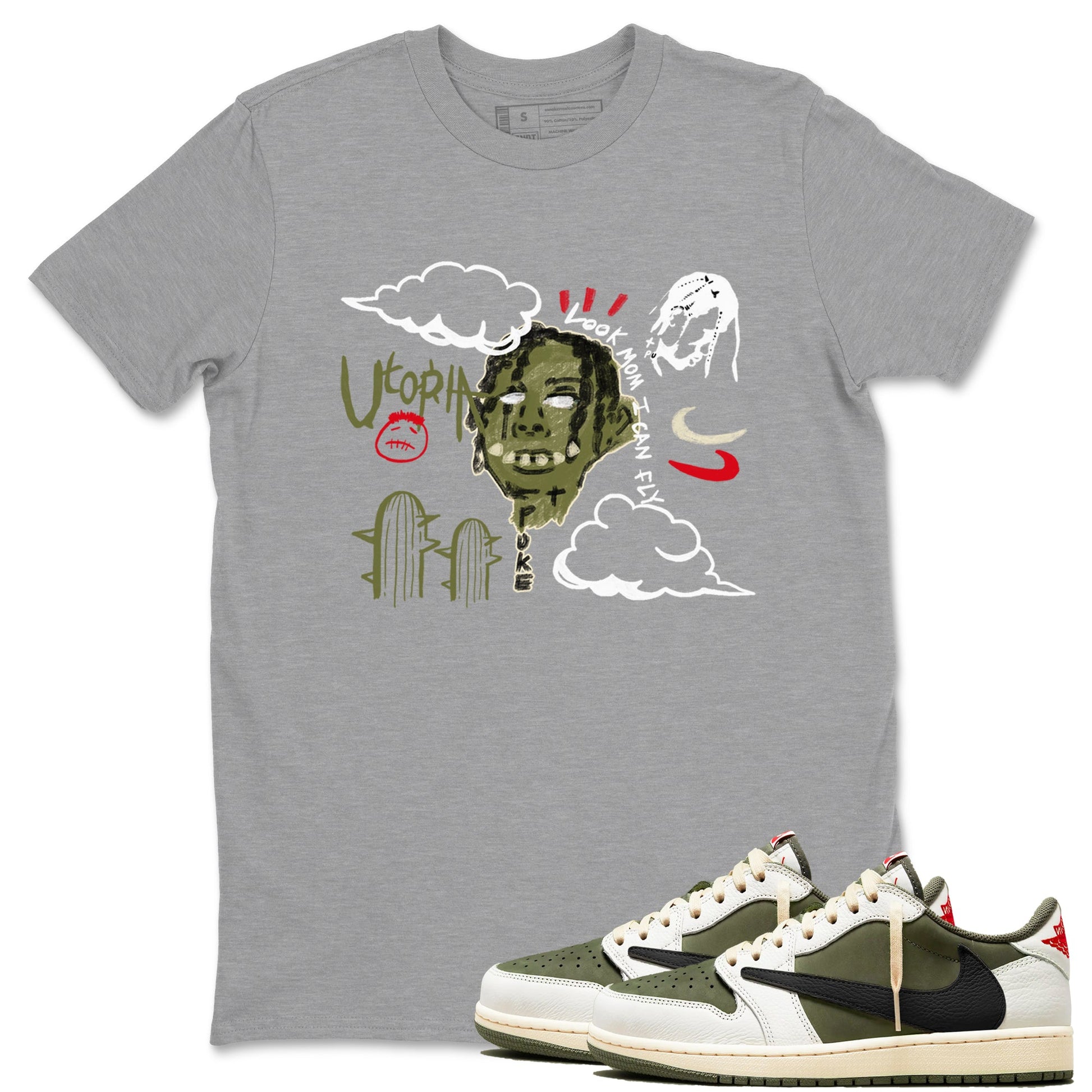 I Can Fly Sneaker Tees - Air Jordan 1 Travis Scott Medium Olive