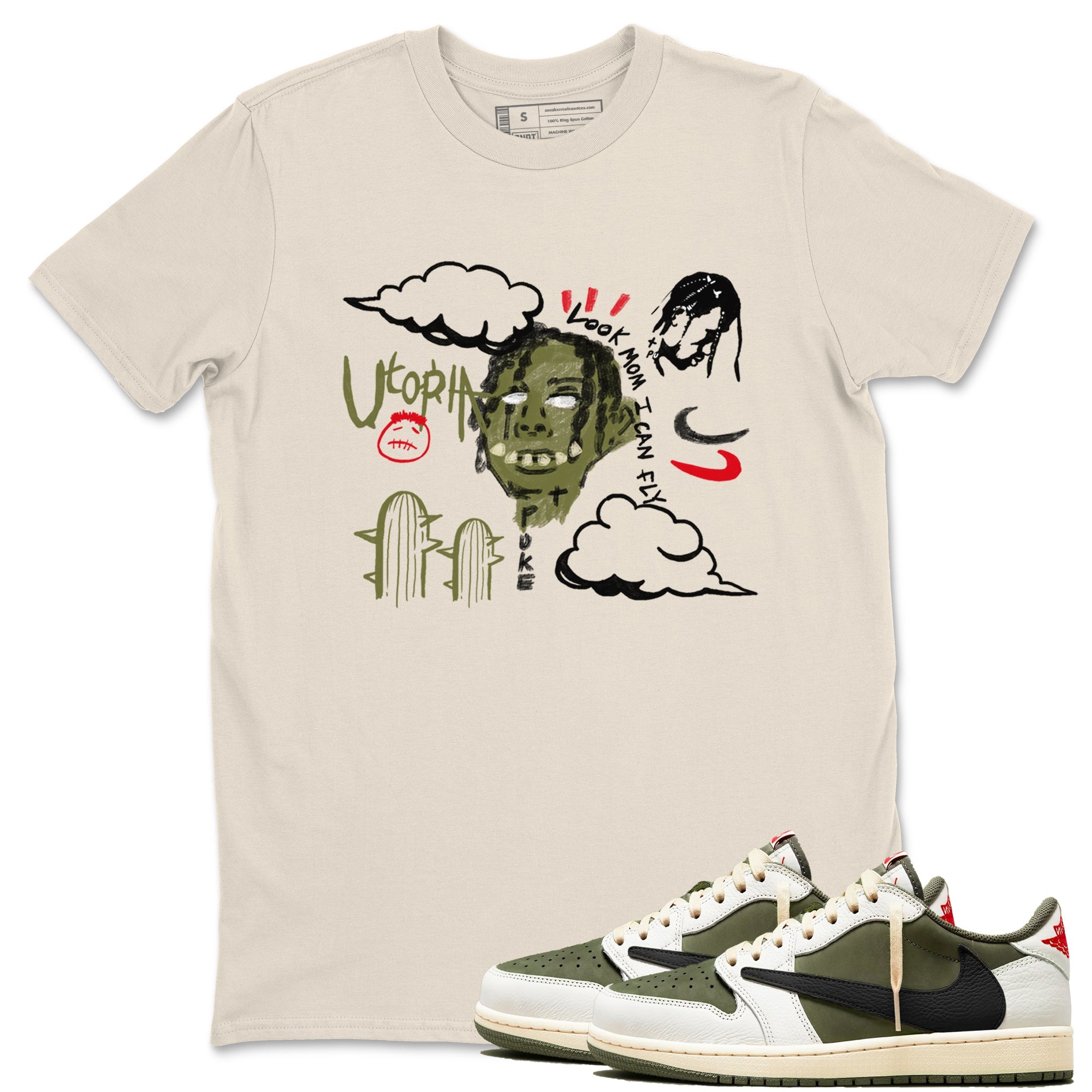 I Can Fly Sneaker Tees - Air Jordan 1 Travis Scott Medium Olive