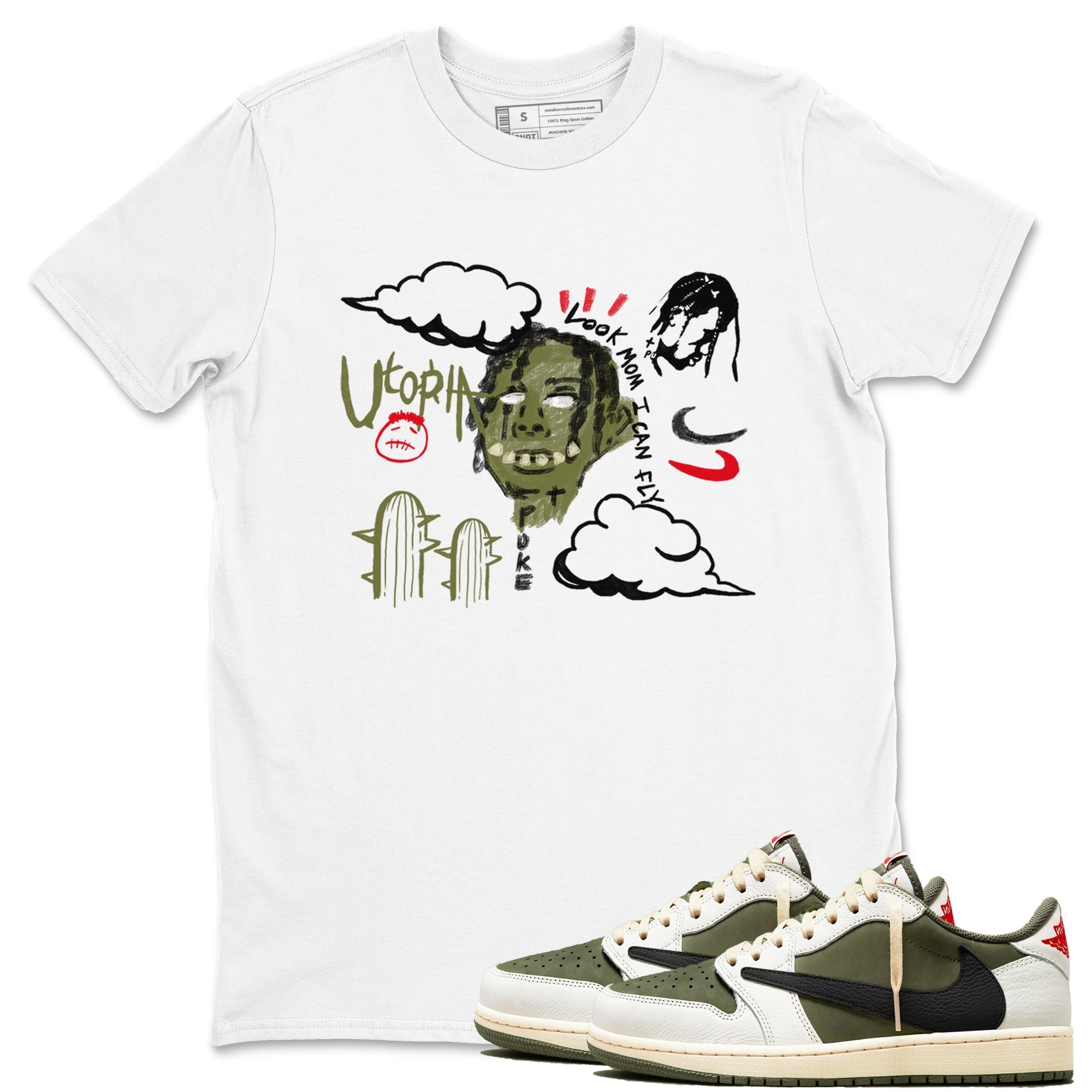 I Can Fly Sneaker Tees - Air Jordan 1 Travis Scott Medium Olive