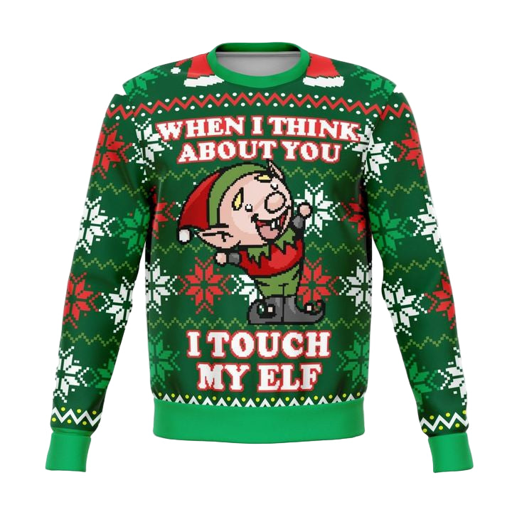 I Touch My Elf Offensive Meme 2022 Design 3d Ugly Christmas Sweater ? Usalast