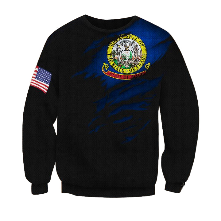 Idaho State Flag Sweater Idaho State ? American Flag Logo Sweater Christmas Gift For Him ? Usalast