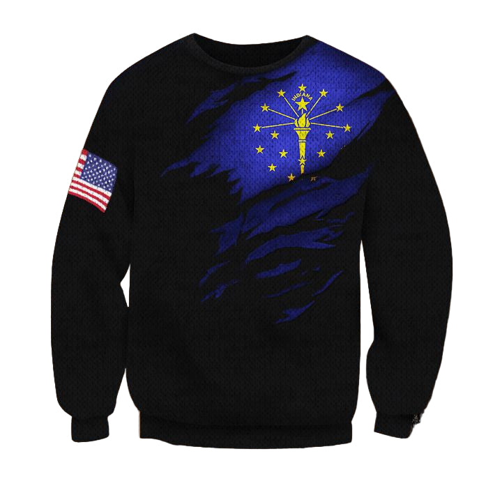 Indiana State Flag Sweater Indiana Flag ? American Flag Logo Sweater Patriotic Gift ? Usalast