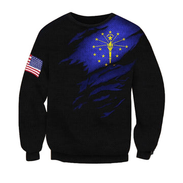 Indiana State Flag Sweater Indiana Flag ? American Flag Logo Sweater Patriotic Gift ? Usalast