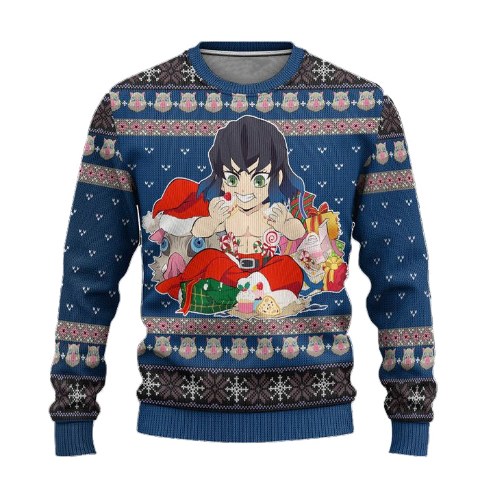 Inosuke Hashibira Demon Slayer Anime Ugly Christmas Sweater Xmas Gift ? Usalast