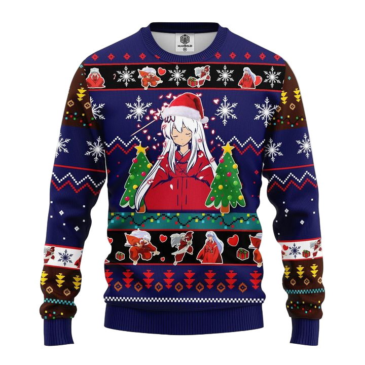 Inuyasha Anime Ugly Christmas Sweater Blue Amazing Gift Idea Thanksgiving Gift ? Usalast