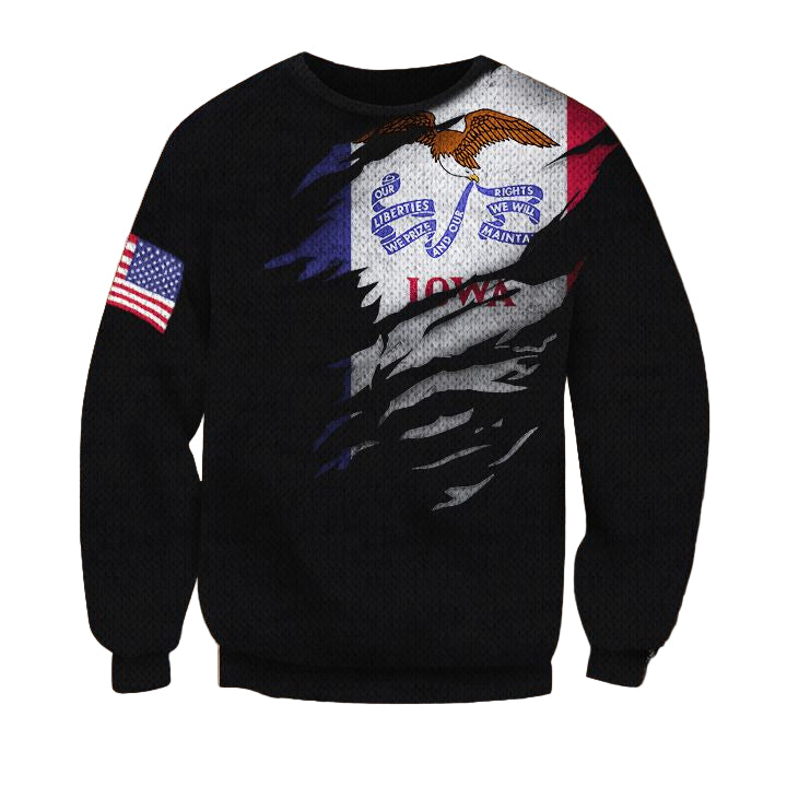 Iowa Flag And Us Flag Logo Sweater Iowa State Flag Sweater Pride Gift Iowa State Gift ? Usalast