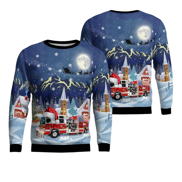 Irvington Volunteer Fire Department Omaha Nebraska Christmas AOP Sweater ? Usalast