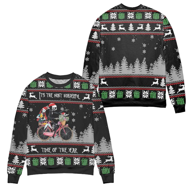 Jack And Sally The Most Wonderful Time Of The Year Ugly Christmas Sweater ? Black ? Usalast