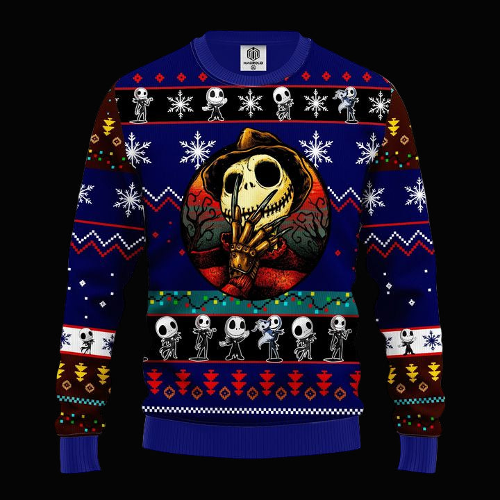 Jack Skellington Halloween Ugly Christmas Sweater Blue 1 Amazing Gift Idea Thanksgiving Gift ? Usalast