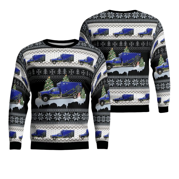 Jackson County Iowa Bellevue Emergency Medical Services Christmas Sweater 3D ? Usalast