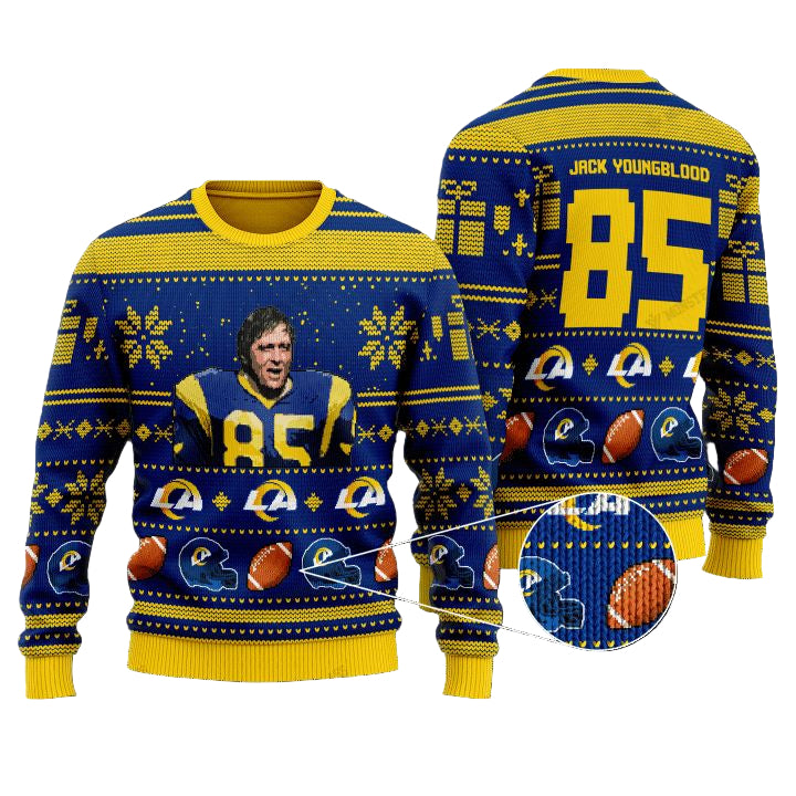 Jackson Youngblood 85 Los Angeles Rams Nfl Christmas Sweater ? Usalast