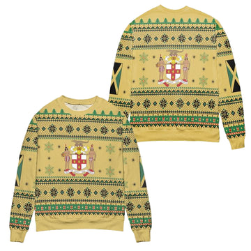 Jamaica Motto Out Of Many One People Snowflake Pattern Ugly Christmas Sweater ? Usalast