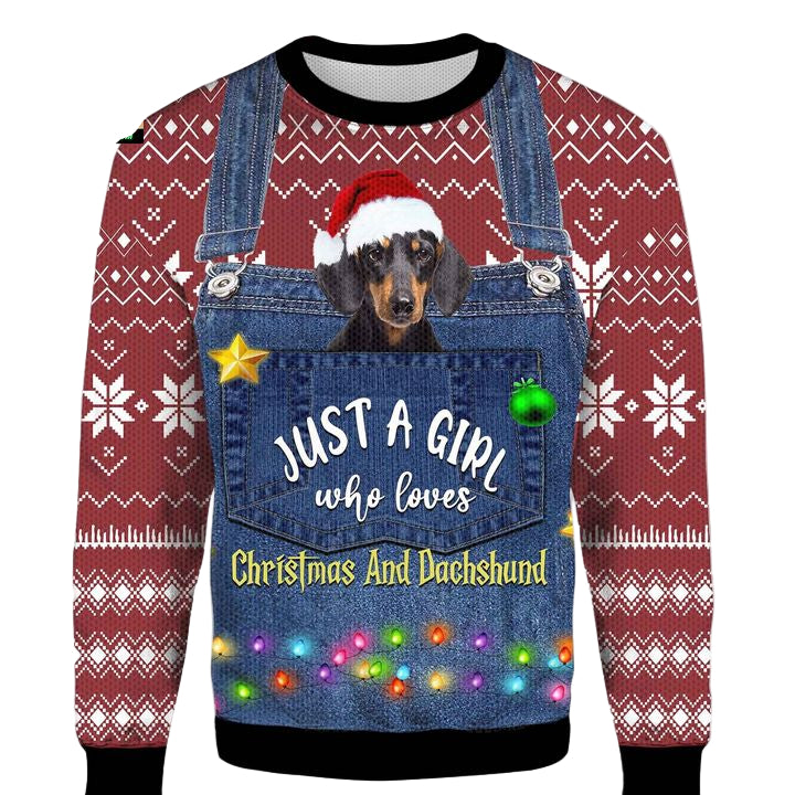 Just A Girl Who Loves Christmas And Dachshund 2022 3D Sweater ? Usalast