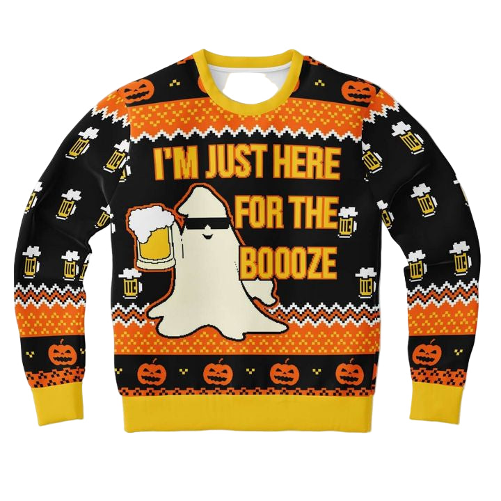 Just Here For The Booze Meme 2022 Design 3d Ugly Christmas Sweater ? Usalast