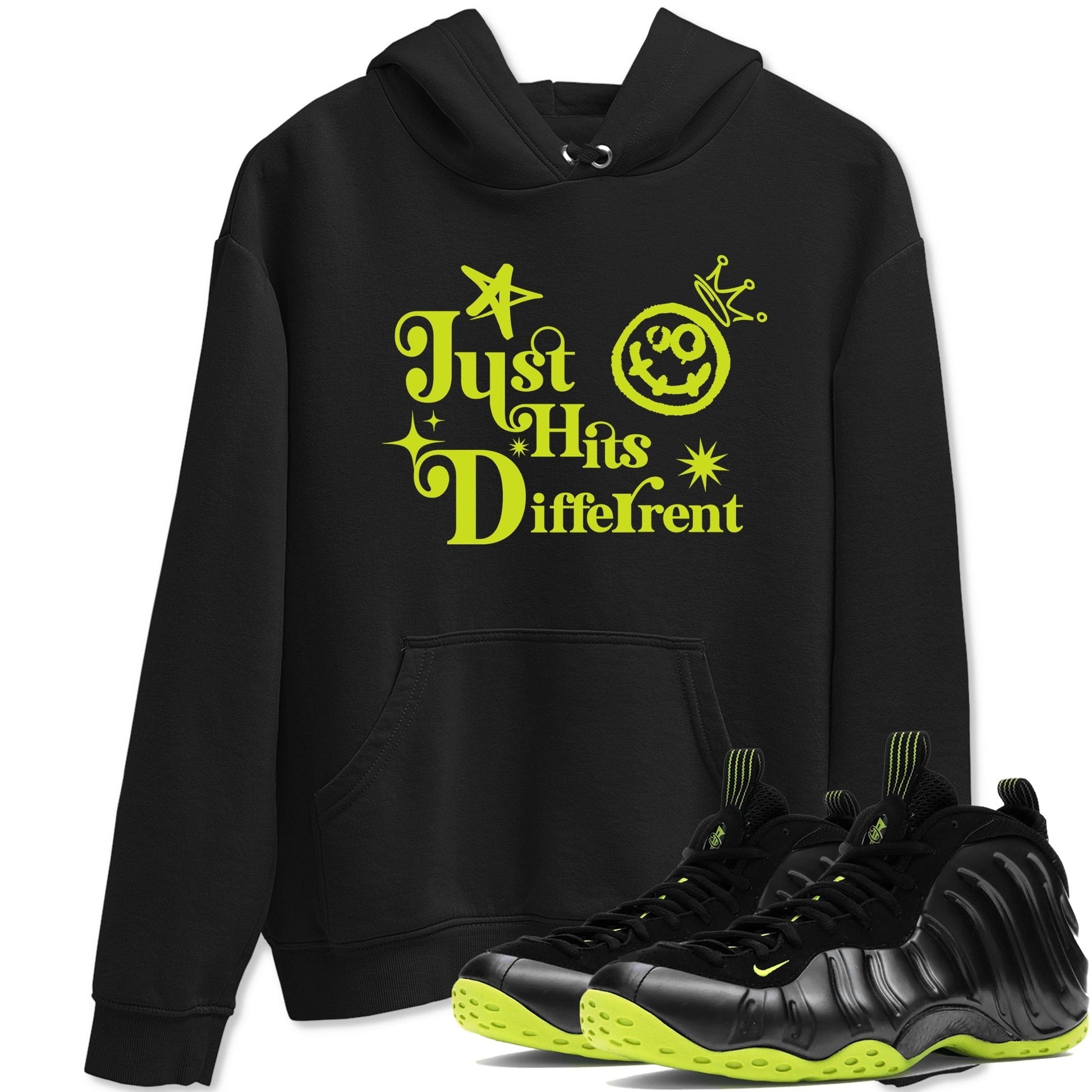 Just Hits Different Sneaker Tees - Air Foamposite One Black Volt