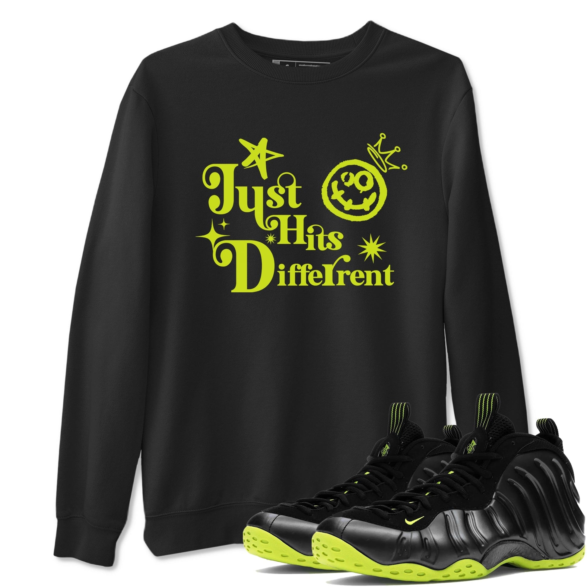 Just Hits Different Sneaker Tees - Air Foamposite One Black Volt