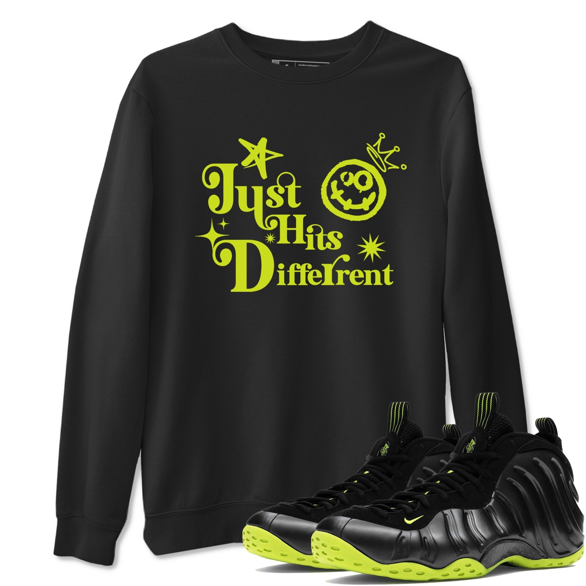 Just Hits Different Sneaker Tees - Air Foamposite One Black Volt