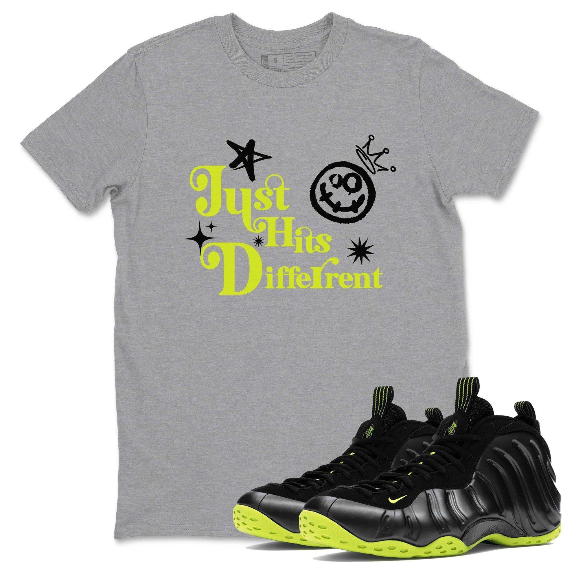 Just Hits Different Sneaker Tees - Air Foamposite One Black Volt