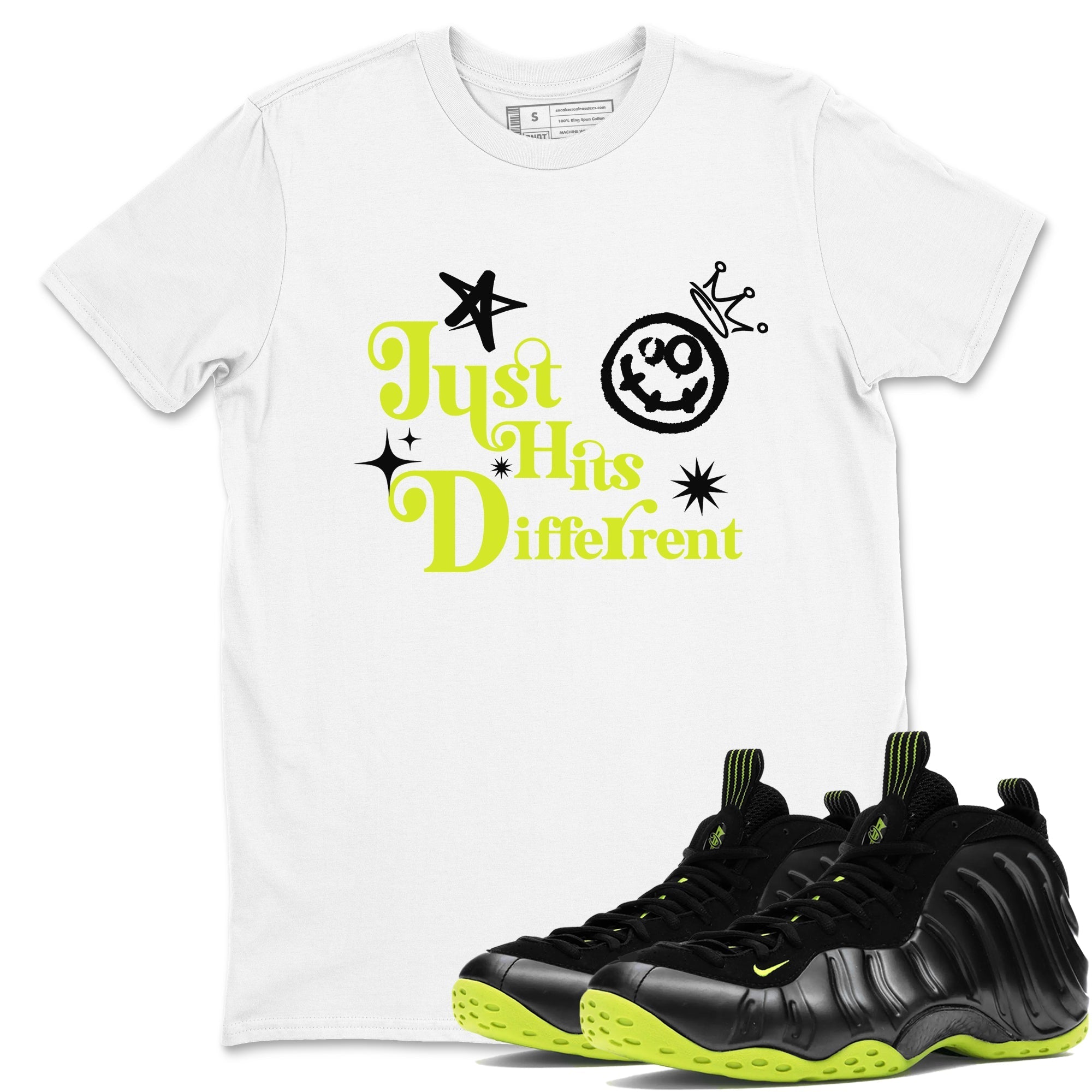 Just Hits Different Sneaker Tees - Air Foamposite One Black Volt