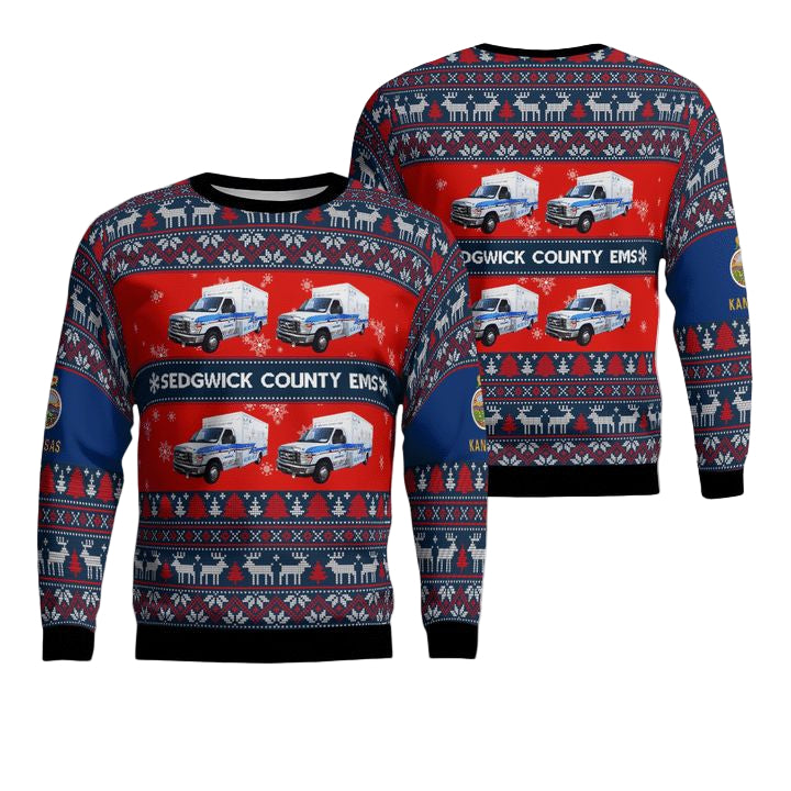 Kansas Sedgwick County EMS Christmas Sweater 3D ? Usalast
