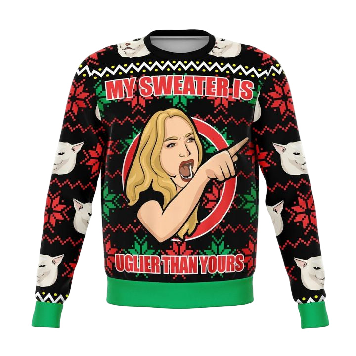 Karen Yelling At Grumpy Cat Meme 2022 Design 3d Ugly Christmas Sweater ? Usalast