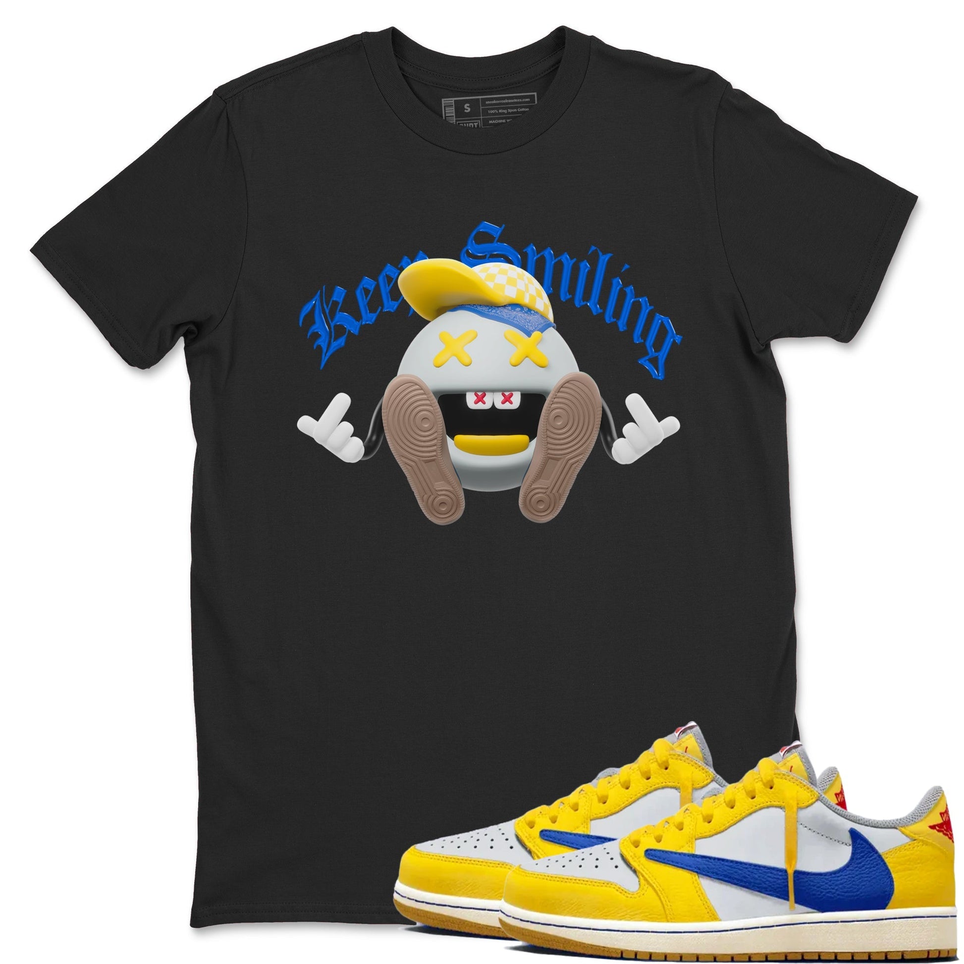 Keep Smiling Sneaker Tees - Air Jordan 1 Travis Scott Canary