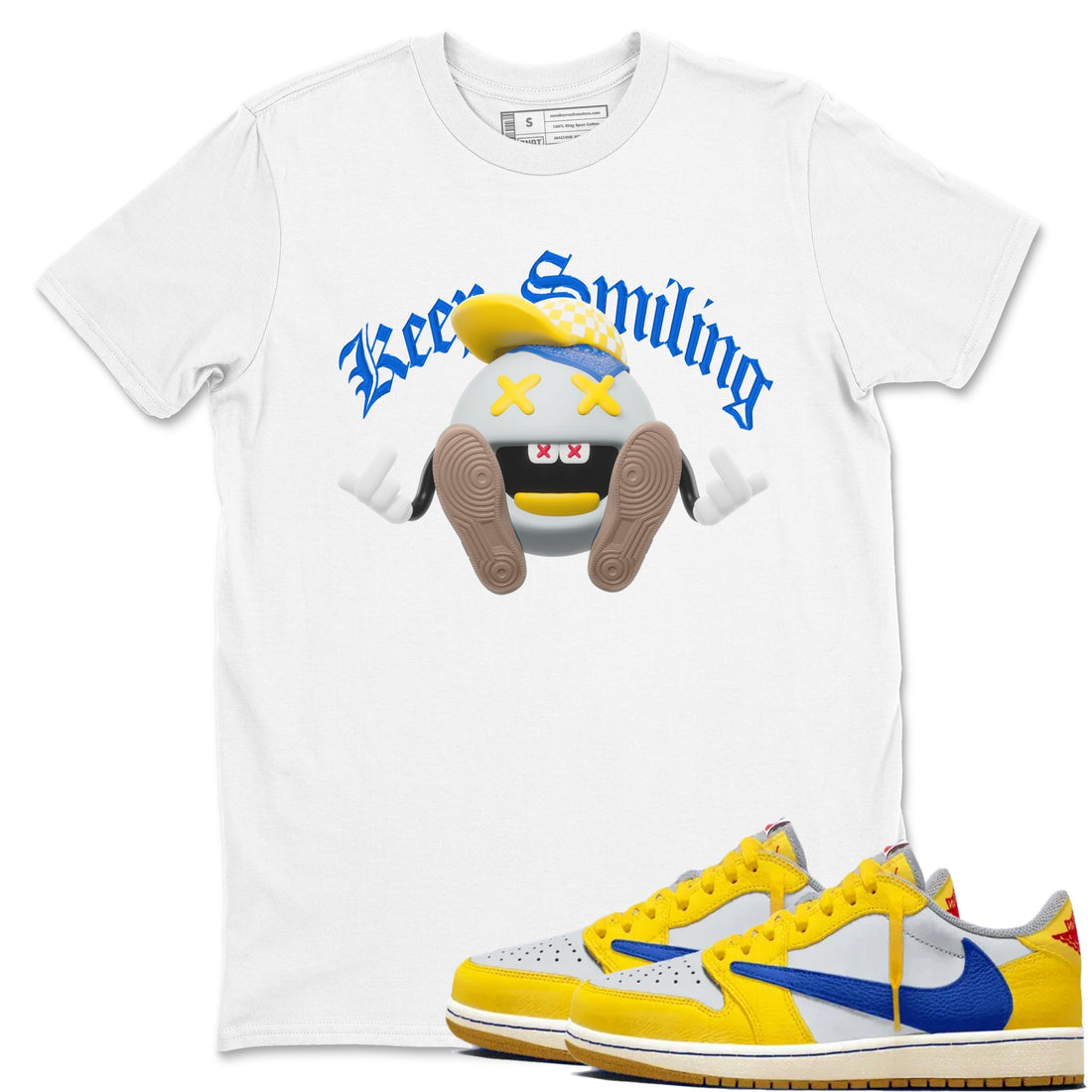 Keep Smiling Sneaker Tees - Air Jordan 1 Travis Scott Canary