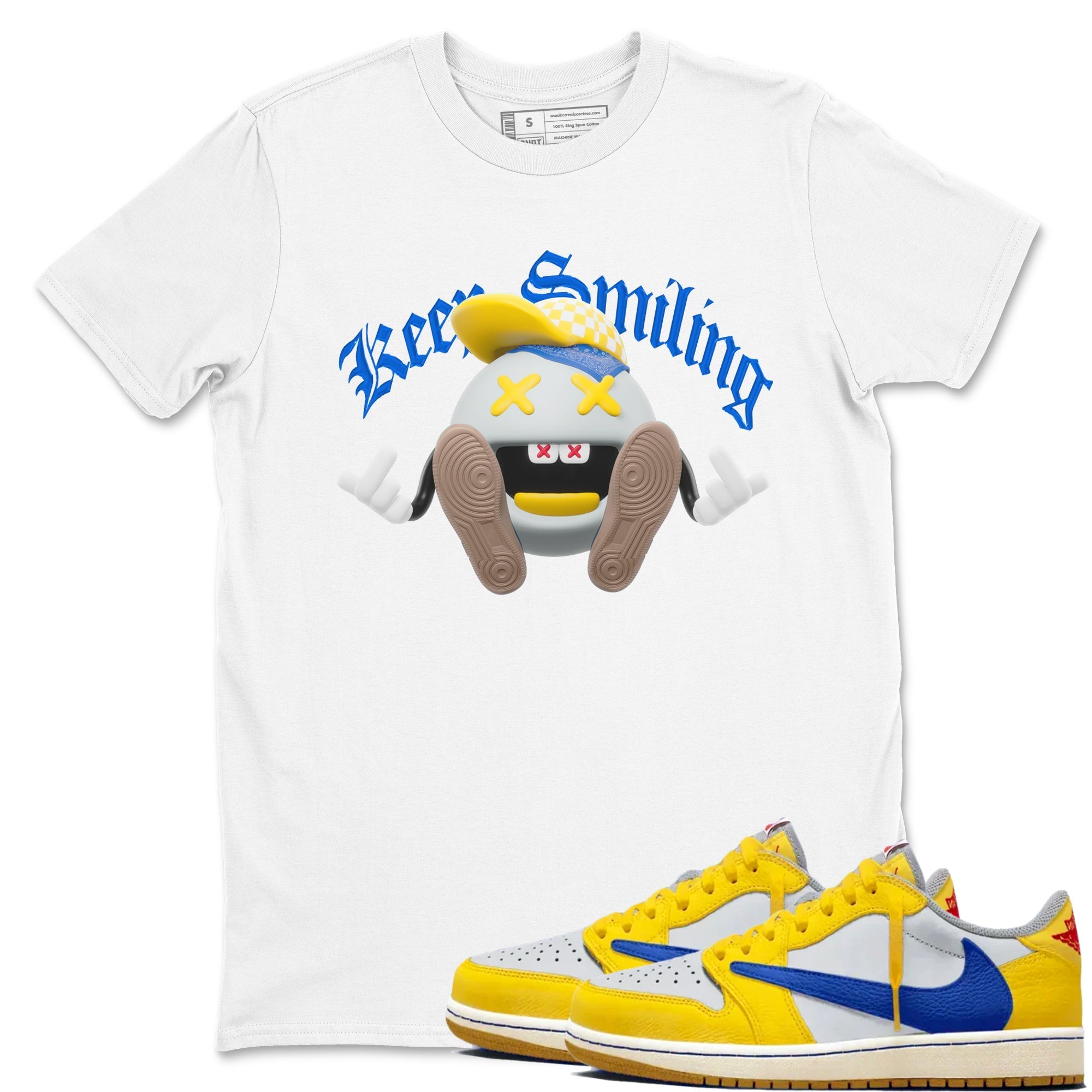 Keep Smiling Sneaker Tees - Air Jordan 1 Travis Scott Canary