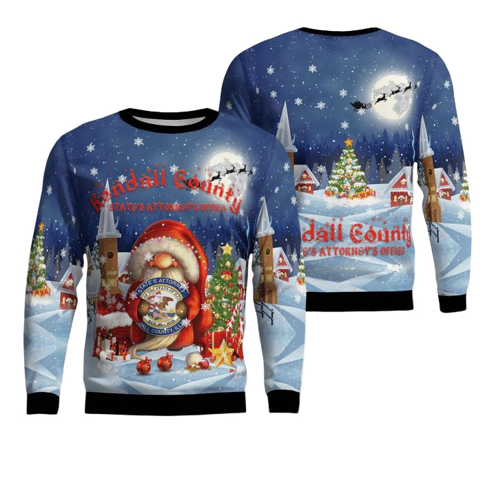 Kendall County States Attorneys Office Christmas AOP Sweater ? Usalast