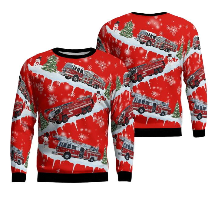 Kennedy Space Center Florida NASA Kennedy Space Center Fire Rescue Christmas Sweater 3D ? Usalast