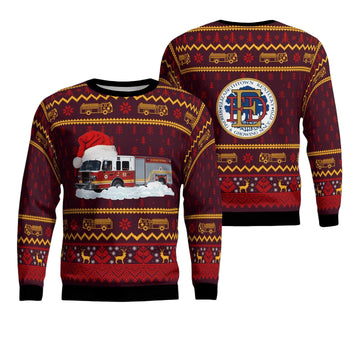 Kentucky Elizabethtown Fire Department Fire Truck 2081 Christmas AOP Sweater ? Usalast