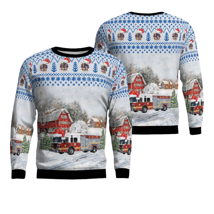 Kentucky Elizabethtown Fire Department Truck 2081 Christmas Sweater 3D ? 8L51 ? Usalast